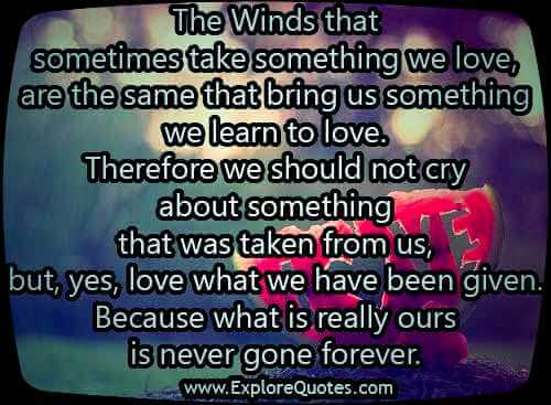 The winds that sometimes take something we love